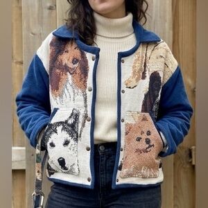HANDMADE One-of-a-Kind Upcycled "Good Boys" Tapestry & Corduroy Jacket - Size M